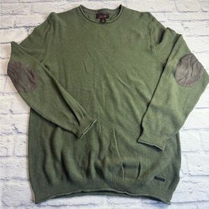 Tasso Elba Olive Crewneck Sweater with Elbow Patches. 100% Cotton. Size M.